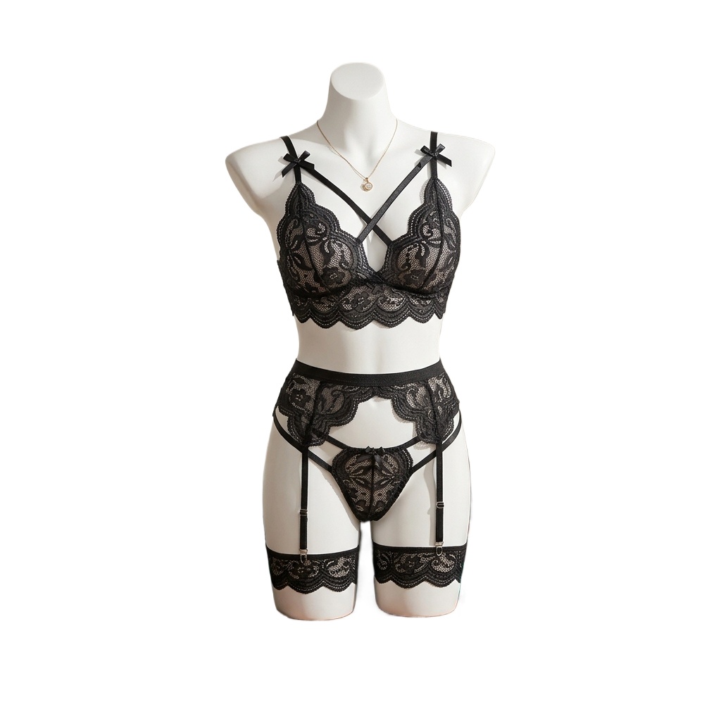 여성용 플로럴 레이스 란제리 세트: 스트랩과 팬티, 가 - Garter Belt Set 리뷰 및 가격