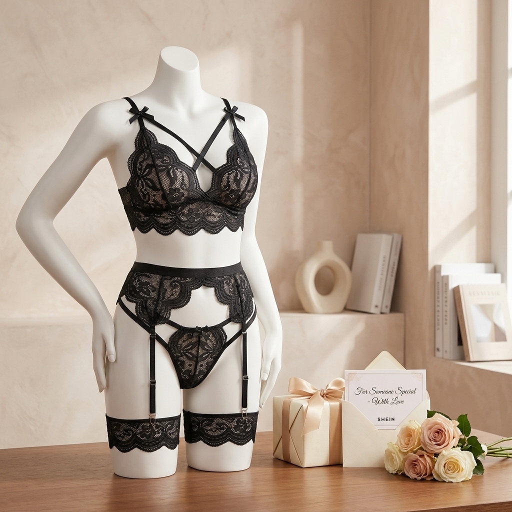 여성용 플로럴 레이스 란제리 세트: 스트랩과 팬티, 가 - Garter Belt Set 리뷰 및 가격
