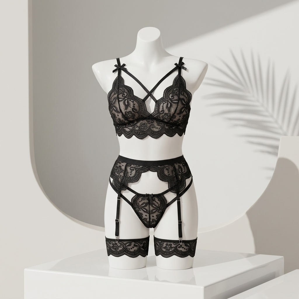 여성용 플로럴 레이스 란제리 세트: 스트랩과 팬티, 가 - Garter Belt Set 리뷰 및 가격